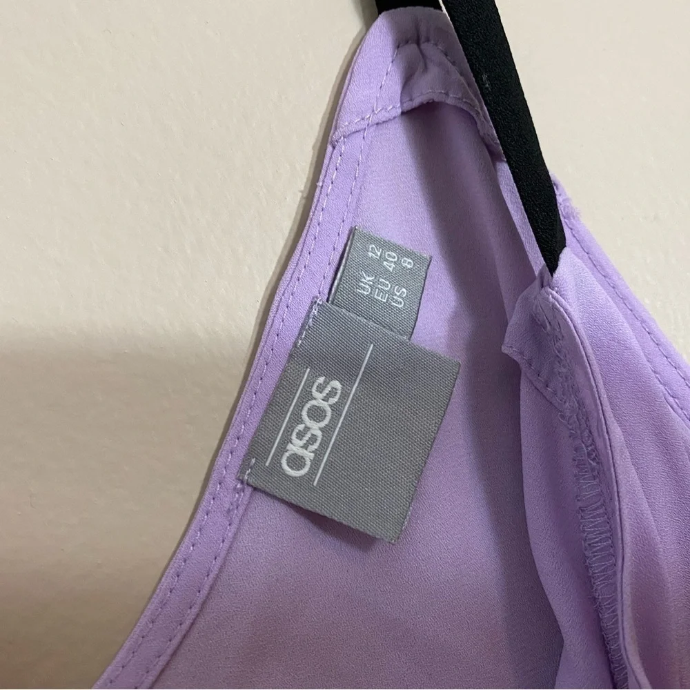 ASOS spaghetti strap lavender blouse ruffles size 8 - Picture 4 of 10